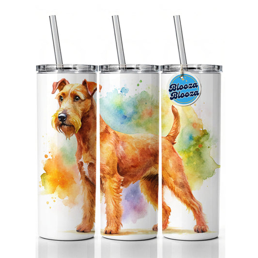 Irish Terrier Dog Watercolor Style Skinny Tumbler 20oz with Straw Insulated Water Bottle Gift