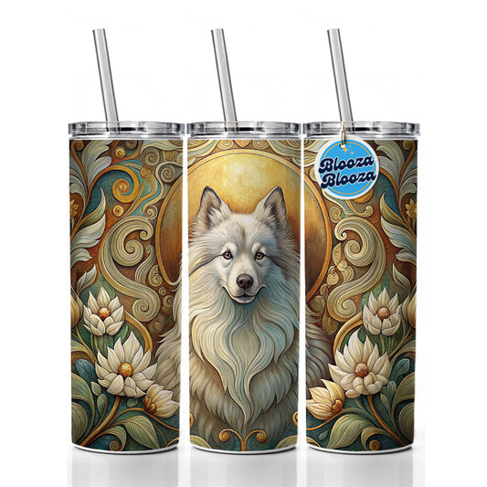 Keeshond Dog Art Nouveau Skinny Tumbler 20oz with Straw Insulated Water Bottle Gift