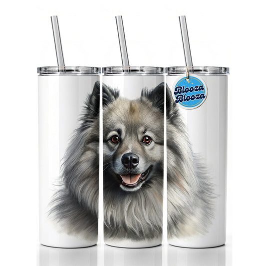 Keeshond Dog Illustration Skinny Tumbler 20oz with Straw Insulated Water Bottle Gift