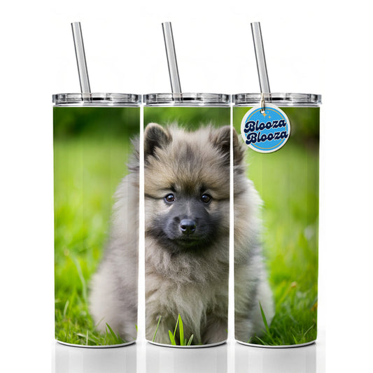 Keeshond Dog Puppy Photo Skinny Tumbler 20oz with Straw Insulated Water Bottle Gift