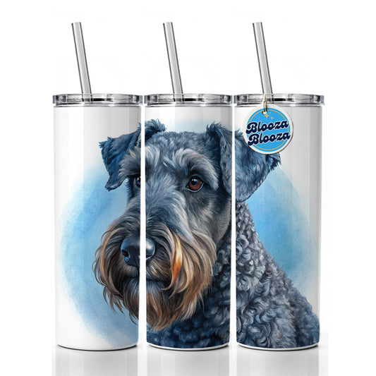 Kerry Blue Terrier Dog Illustration Skinny Tumbler 20oz with Straw Insulated Water Bottle Gift