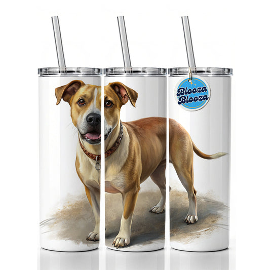 Labrabull Dog Illustration Skinny Tumbler 20oz with Straw Insulated Water Bottle Gift
