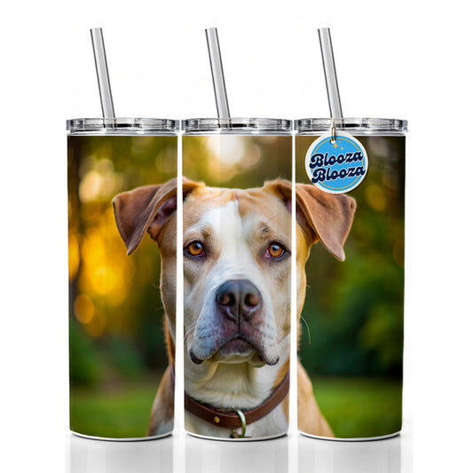 Labrabull Dog Photo Skinny Tumbler 20oz with Straw Insulated Water Bottle Gift