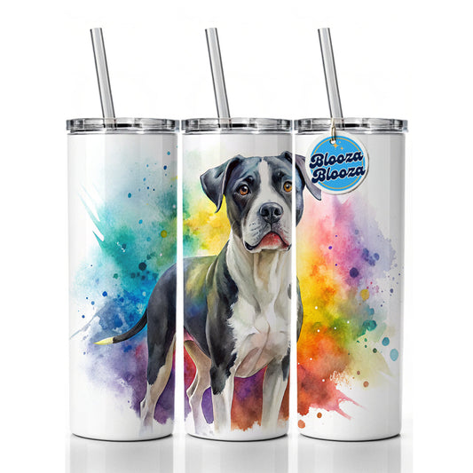 Labrabull Dog Watercolor Style Skinny Tumbler 20oz with Straw Insulated Water Bottle Gift