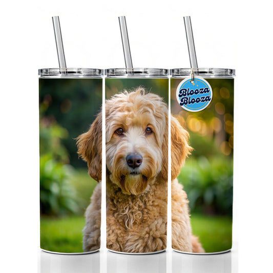 Labradoodle Dog Photo Skinny Tumbler 20oz with Straw Insulated Water Bottle Gift