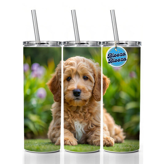 Labradoodle Dog Puppy Photo Skinny Tumbler 20oz with Straw Insulated Water Bottle Gift