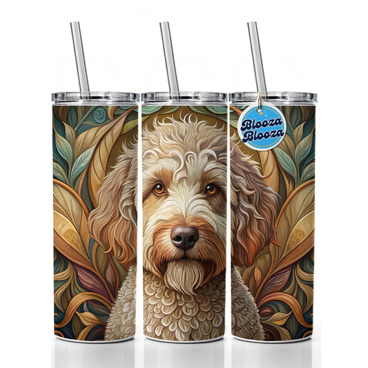 Lagotto Romagnolo Dog Art Nouveau Skinny Tumbler 20oz with Straw Insulated Water Bottle Gift