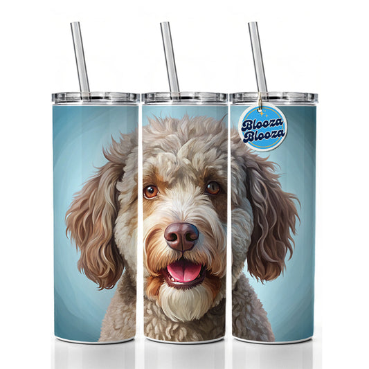 Lagotto Romagnolo Dog Illustration Skinny Tumbler 20oz with Straw Insulated Water Bottle Gift