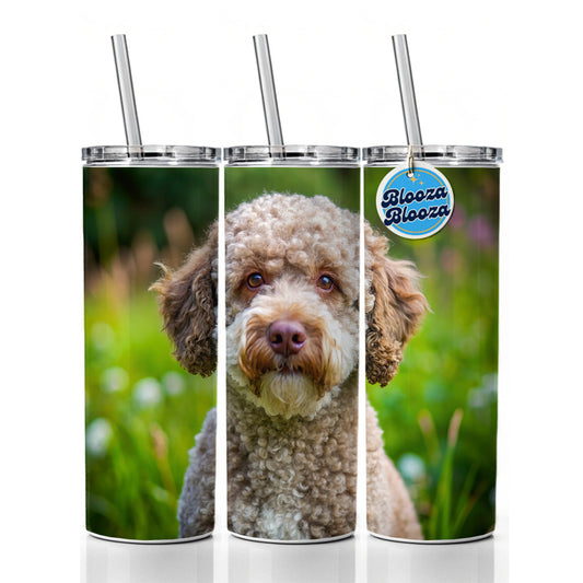 Lagotto Romagnolo Dog Photo Skinny Tumbler 20oz with Straw Insulated Water Bottle Gift