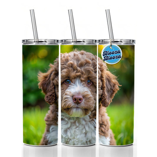 Lagotto Romagnolo Dog Puppy Photo Skinny Tumbler 20oz with Straw Insulated Water Bottle Gift