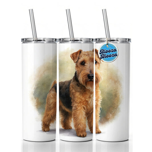 Lakeland Terrier Dog Illustration Skinny Tumbler 20oz with Straw Insulated Water Bottle Gift