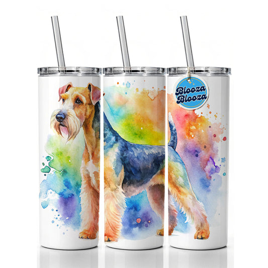 Lakeland Terrier Dog Watercolor Style Skinny Tumbler 20oz with Straw Insulated Water Bottle Gift