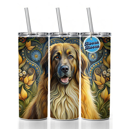 Leonberger Dog Art Nouveau Skinny Tumbler 20oz with Straw Insulated Water Bottle Gift