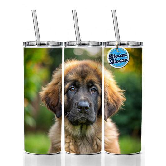 Leonberger Dog Puppy Photo Skinny Tumbler 20oz with Straw Insulated Water Bottle Gift