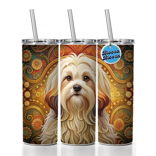 Lhasa Apso Dog Art Nouveau Skinny Tumbler 20oz with Straw Insulated Water Bottle Gift