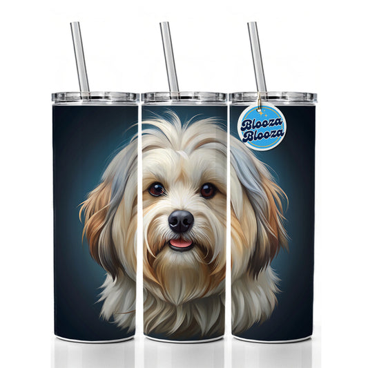 Lhasa Apso Dog Illustration Skinny Tumbler 20oz with Straw Insulated Water Bottle Gift