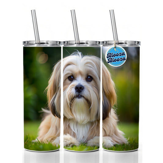 Lhasa Apso Dog Photo Skinny Tumbler 20oz with Straw Insulated Water Bottle Gift