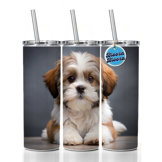 Lhasa Apso Dog Puppy Photo Skinny Tumbler 20oz with Straw Insulated Water Bottle Gift
