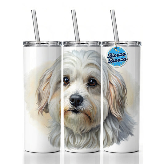 Lowchen Little Lion Dog Illustration Skinny Tumbler 20oz with Straw Insulated Water Bottle Gift