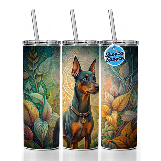 Manchester Terrier Dog Art Nouveau Skinny Tumbler 20oz with Straw Insulated Water Bottle Gift
