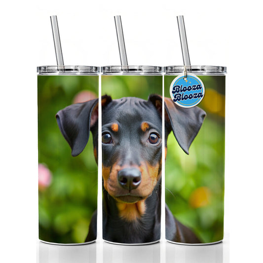 Manchester Terrier Dog Puppy Photo Skinny Tumbler 20oz with Straw Insulated Water Bottle Gift