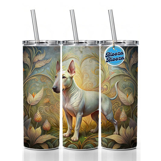Miniature Bull Terrier Dog Art Nouveau Skinny Tumbler 20oz with Straw Insulated Water Bottle Gift
