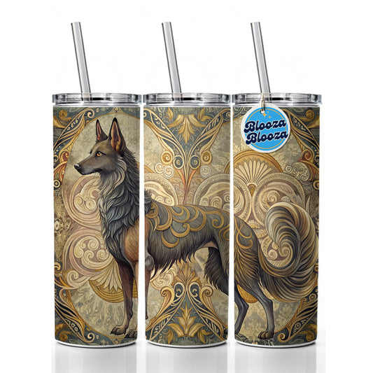 Mudi Dog Art Nouveau Skinny Tumbler 20oz with Straw Insulated Water Bottle Gift