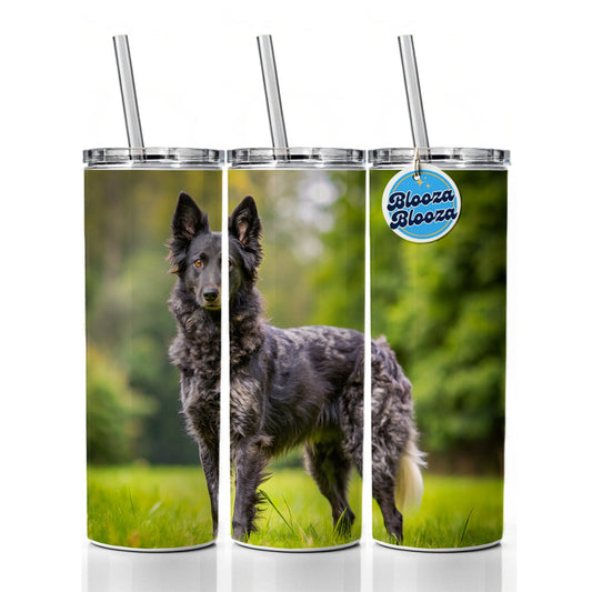 Mudi Dog Photo Skinny Tumbler 20oz with Straw Insulated Water Bottle Gift