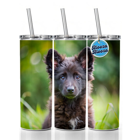 Mudi Dog Puppy Photo Skinny Tumbler 20oz with Straw Insulated Water Bottle Gift