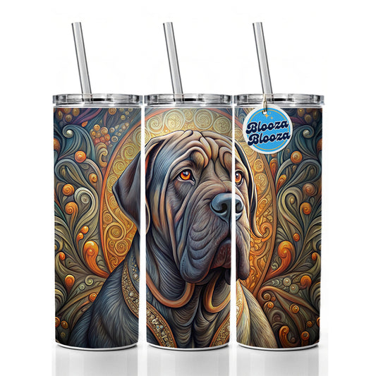 Neapolitan Mastiff Dog Art Nouveau Skinny Tumbler 20oz with Straw Insulated Water Bottle Gift