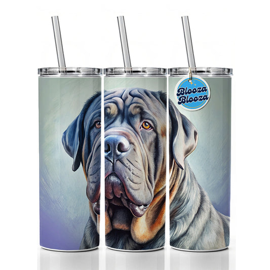 Neapolitan Mastiff Dog Illustration Skinny Tumbler 20oz with Straw Insulated Water Bottle Gift