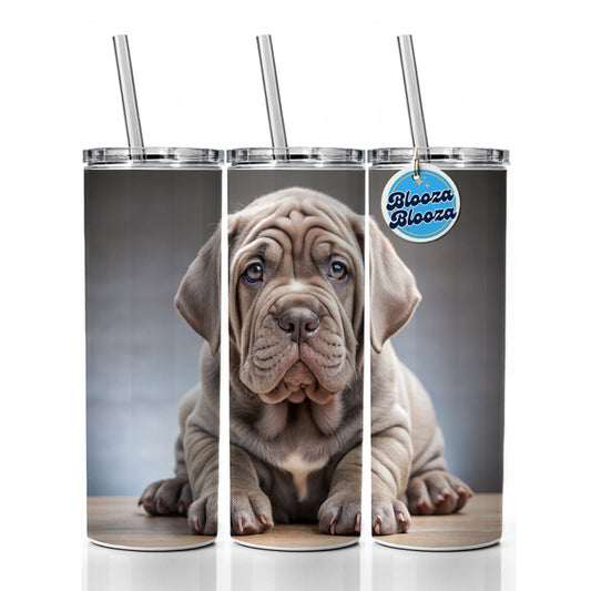 Neapolitan Mastiff Dog Puppy Photo Skinny Tumbler 20oz with Straw Insulated Water Bottle Gift