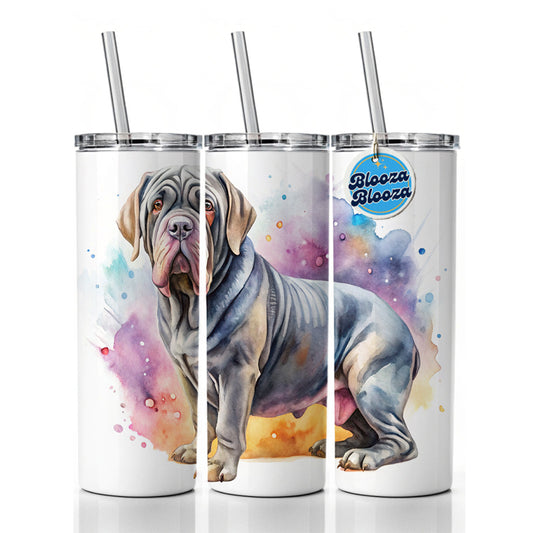 Neapolitan Mastiff Dog Watercolor Style Skinny Tumbler 20oz with Straw Insulated Water Bottle Gift