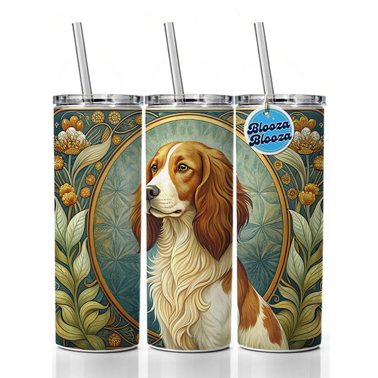 Nederlandse Kooikerhondje Dog Art Nouveau Skinny Tumbler 20oz with Straw Insulated Water Bottle Gift