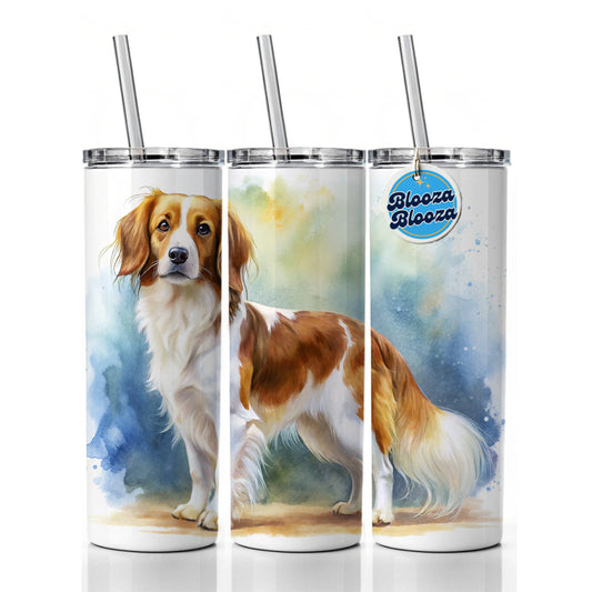 Nederlandse Kooikerhondje Dog Watercolor Style Skinny Tumbler 20oz with Straw Insulated Water Bottle Gift