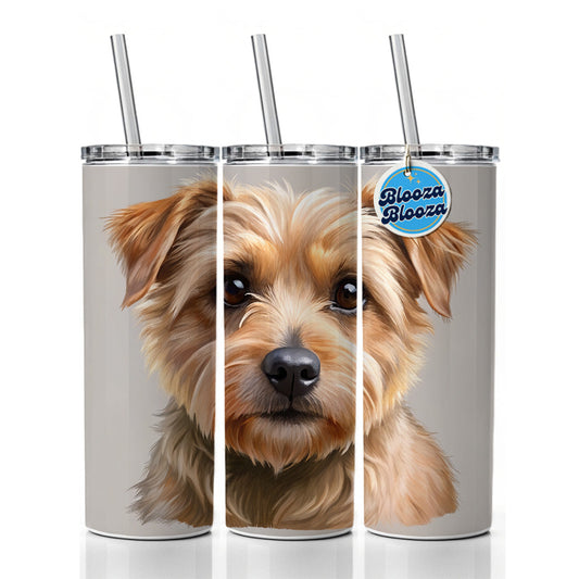 Norfolk Terrier Dog Illustration Skinny Tumbler 20oz with Straw Insulated Water Bottle Gift