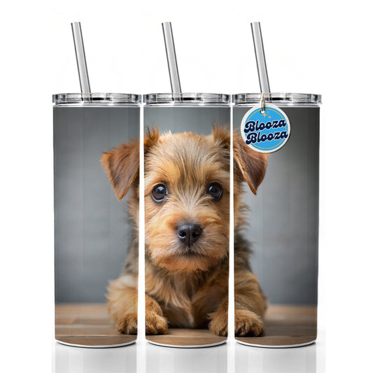 Norfolk Terrier Dog Puppy Photo Skinny Tumbler 20oz with Straw Insulated Water Bottle Gift