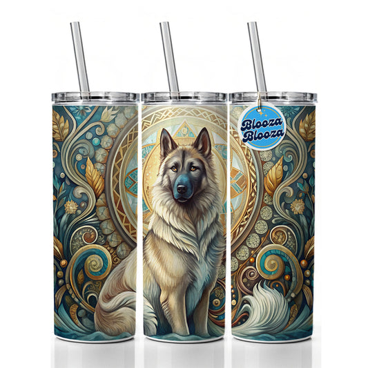 Norwegian Elkhound Dog Art Nouveau Skinny Tumbler 20oz with Straw Insulated Water Bottle Gift
