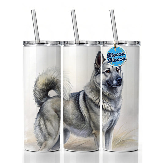 Norwegian Elkhound Dog Illustration Skinny Tumbler 20oz with Straw Insulated Water Bottle Gift