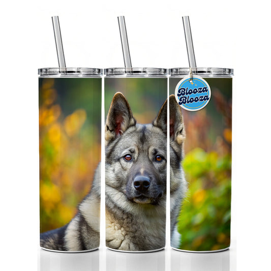 Norwegian Elkhound Dog Photo Skinny Tumbler 20oz with Straw Insulated Water Bottle Gift
