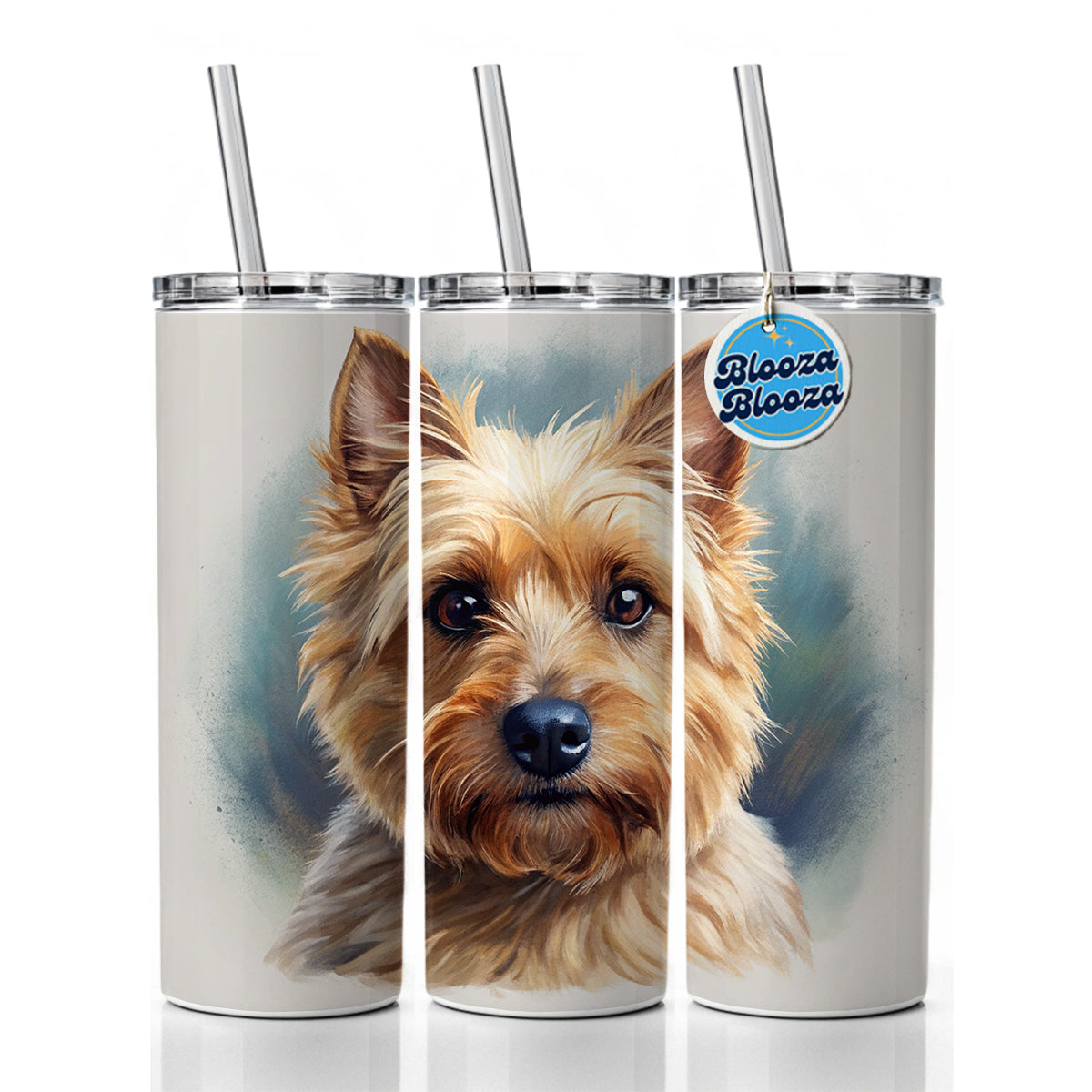 Norwich Terrier Dog Illustration Skinny Tumbler 20oz with Straw Insulated Water Bottle Gift