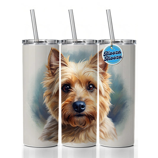 Norwich Terrier Dog Illustration Skinny Tumbler 20oz with Straw Insulated Water Bottle Gift