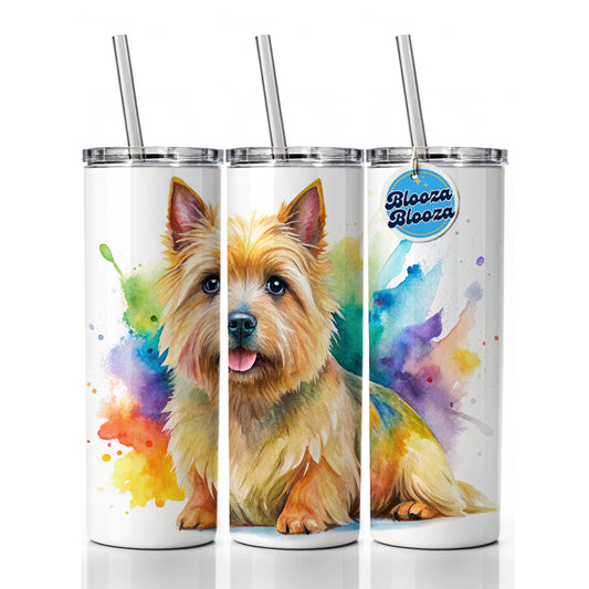 Norwich Terrier Dog Watercolor Style Skinny Tumbler 20oz with Straw Insulated Water Bottle Gift