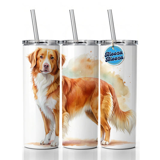 Nova Scotia Duck Tolling Retriever Dog Watercolor Style Skinny Tumbler 20oz with Straw Insulated Water Bottle Gift