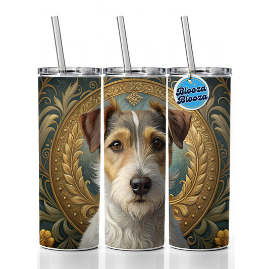 Parson Russell Terrier Dog Art Nouveau Skinny Tumbler 20oz with Straw Insulated Water Bottle Gift