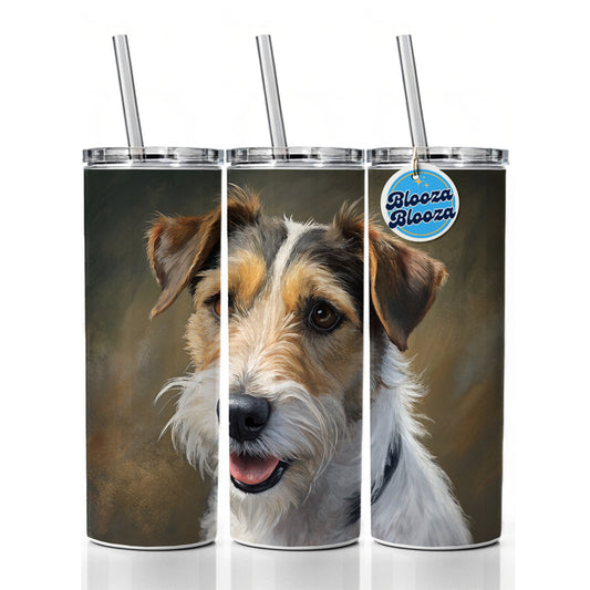 Parson Russell Terrier Dog Illustration Skinny Tumbler 20oz with Straw Insulated Water Bottle Gift