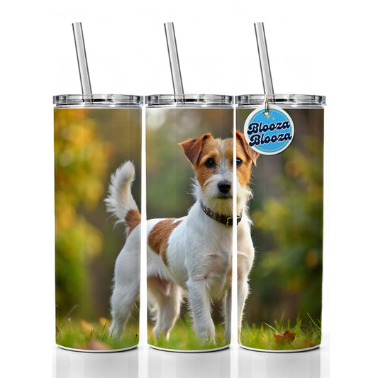 Parson Russell Terrier Dog Photo Skinny Tumbler 20oz with Straw Insulated Water Bottle Gift