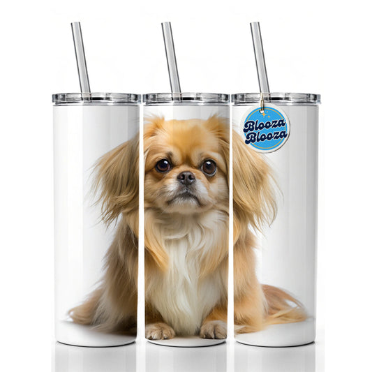 Pekapoo Dog Photo Skinny Tumbler 20oz with Straw Insulated Water Bottle Gift