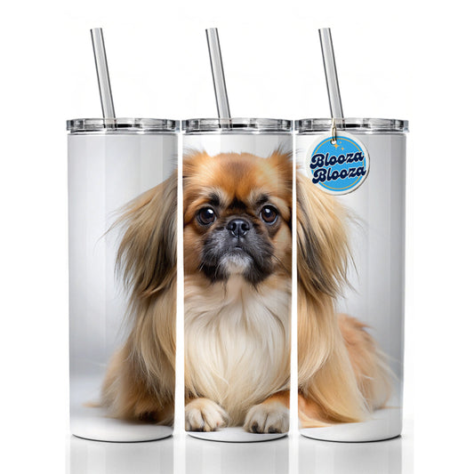 Pekingese Dog Photo Skinny Tumbler 20oz with Straw Insulated Water Bottle Gift