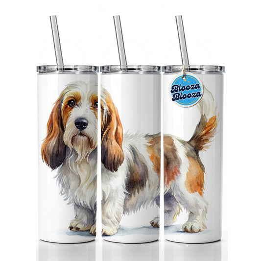 Petit Basset Griffon Vendeen Dog Watercolor Style Skinny Tumbler 20oz with Straw Insulated Water Bottle Gift